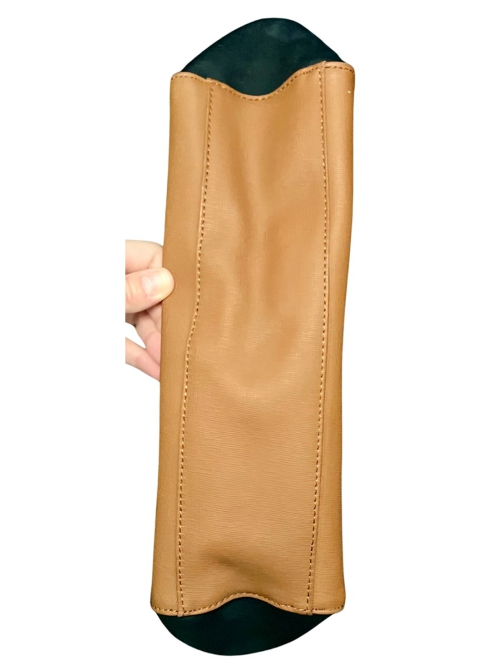JOY Clothes It All Colorblock Leather Tote RFID Pocket Tan Green Work Bag - Picture 6 of 6